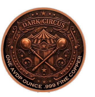 Miniatura: Dark Circus Colorized 1oz .999 Copper Round in Card