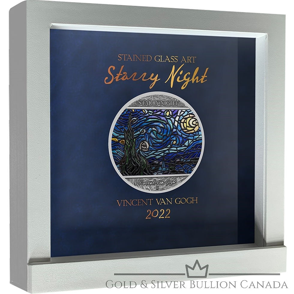 Miniature : STARRY NIGHT VINCENT VAN GOGH STAINED GLASS SERIES – 2022 10 Cedis 70mm 2 oz Silver