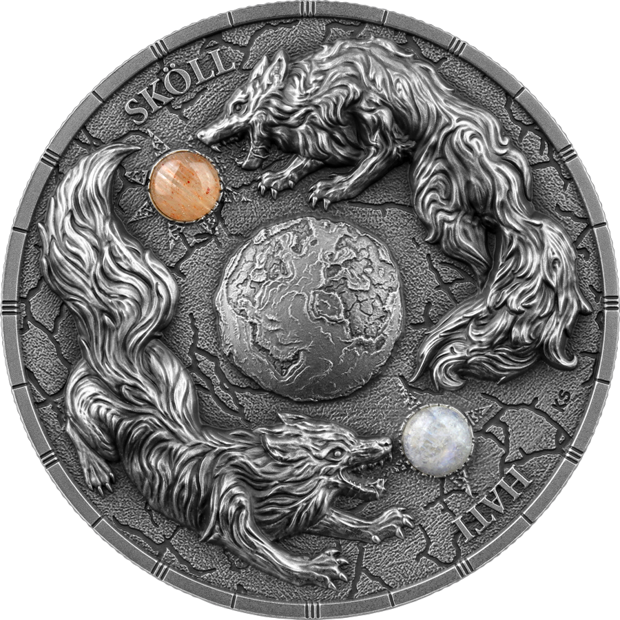 Miniatura: Ragnarok: Skoll & Hati 2 oz Silver Ultra High Relief 10 Mark Germania Mint 2024