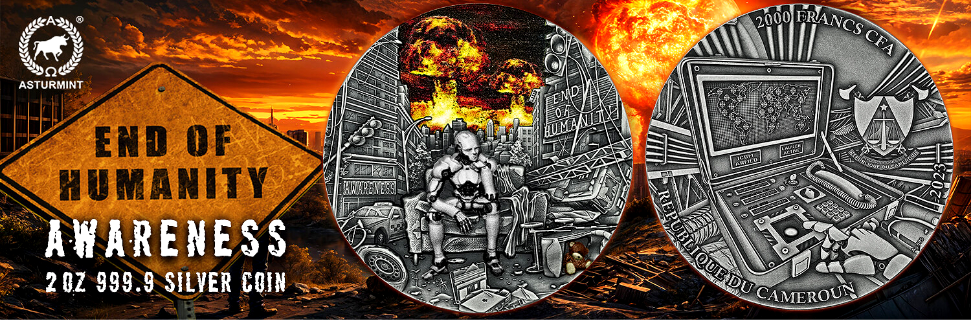 Miniature : Awareness: End of Humanity 2 oz Silver High Relief 2000 francs CFA Cameroon 2023