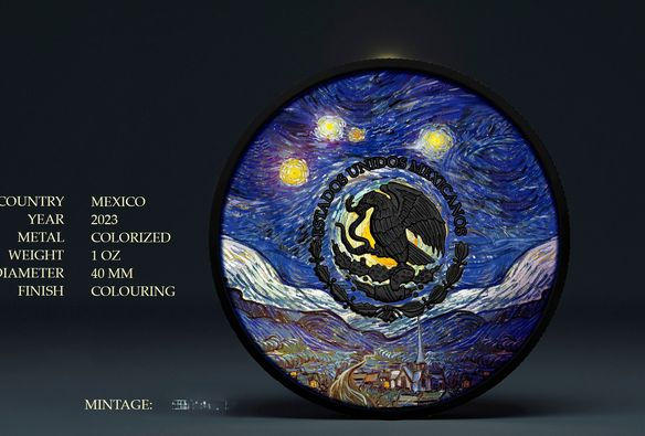 Miniatura: Galaxy Black Dancing in the Starry Night 1oz .999 Silver 2024 Mexico Libertad