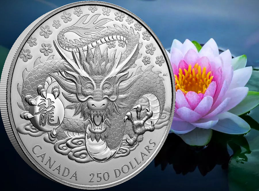 Lunar Year of the Dragon 1 Kg Kilo Silver Coin $250 Canada 2024