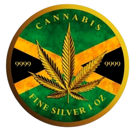 2024 1 oz Chad Cannabis Jamaica Flag 24k Gold Gilded Colorized Silver Coin
