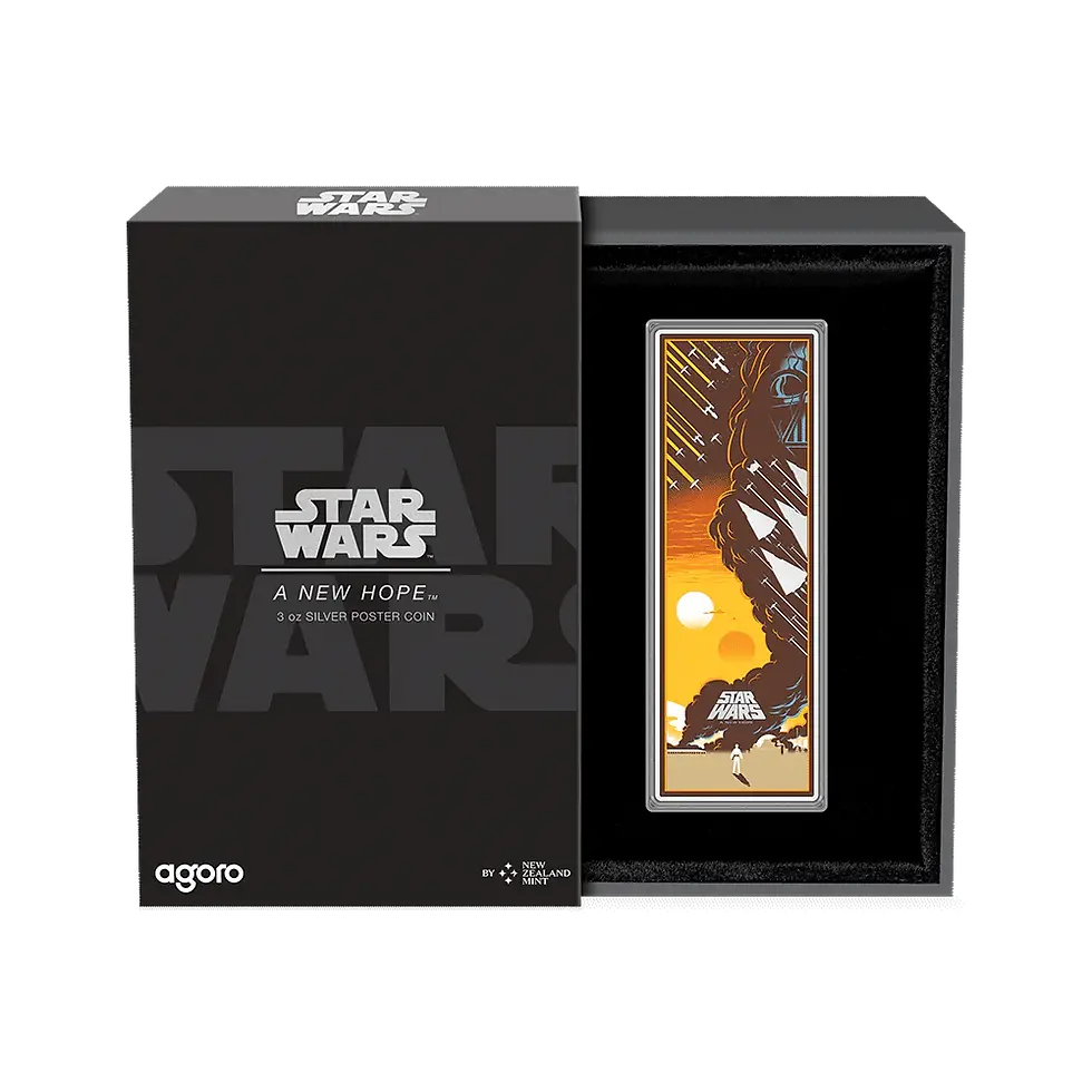 Thumbnail: Star Wars Banner: A New Hope Poster 3oz .999 Silver Coin $5 Niue 2024