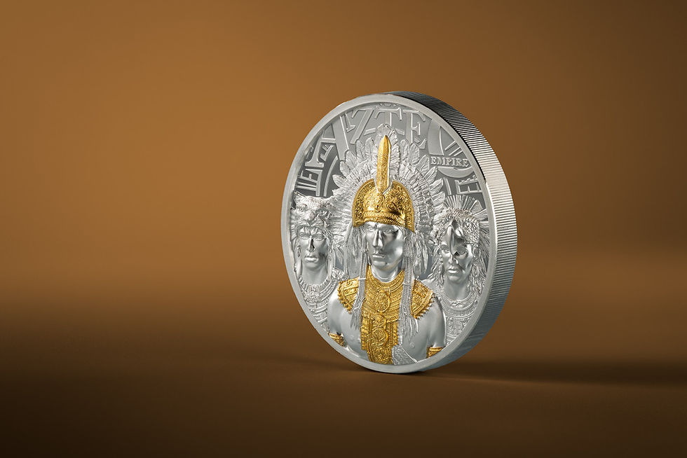 Miniatura: AZTEC EMPIRE 3 Oz Silver Coin 20$ Cook Islands 2025