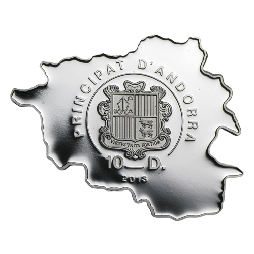 Miniatura: SQUIRREL Nature Treasure of Andorra Map Shaped Silver Coin 10D Andorra 2013