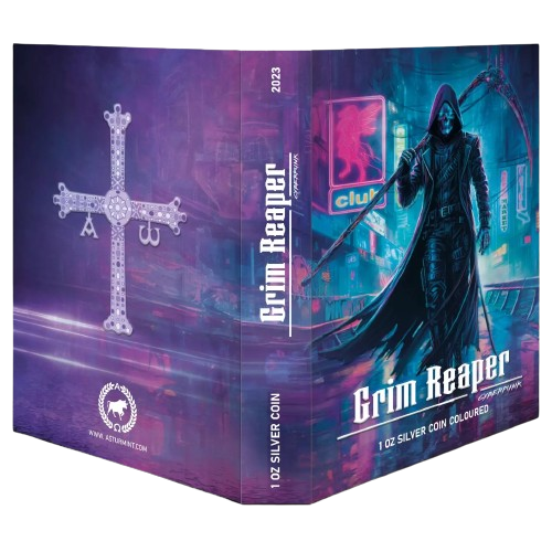Miniatura: Grim Reaper Cyberpunk - Black ruthenium - 1oz 999.9 Silver Coin $5 Canada 2023