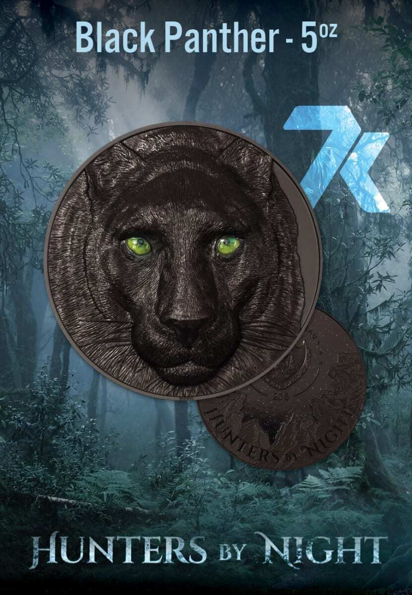 Miniatura: BLACK PANTHER Hunters By Night 7K Special Edition 5Oz Silver Coin 20$ Palau 2020