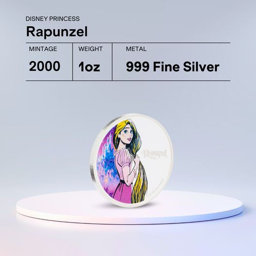 Thumbnail: Disney Princess Rapunzel 1 oz Silver Colorized Proof Coin $2 Niue 2024