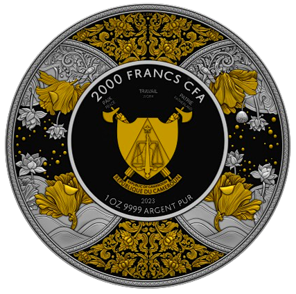 Miniature : 2023 Cameroon Durga Dark Gilded 1 oz Silver Coin