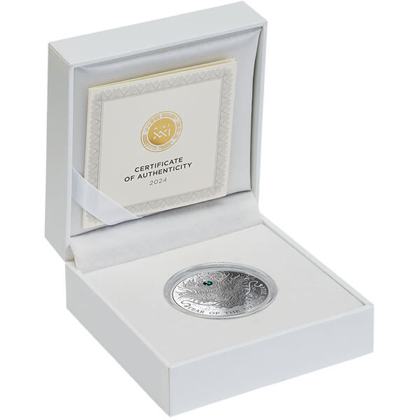 Miniatura: DRAGON Lunar Year 1/2 Oz Silver Coin 2 Cedis Ghana 2024