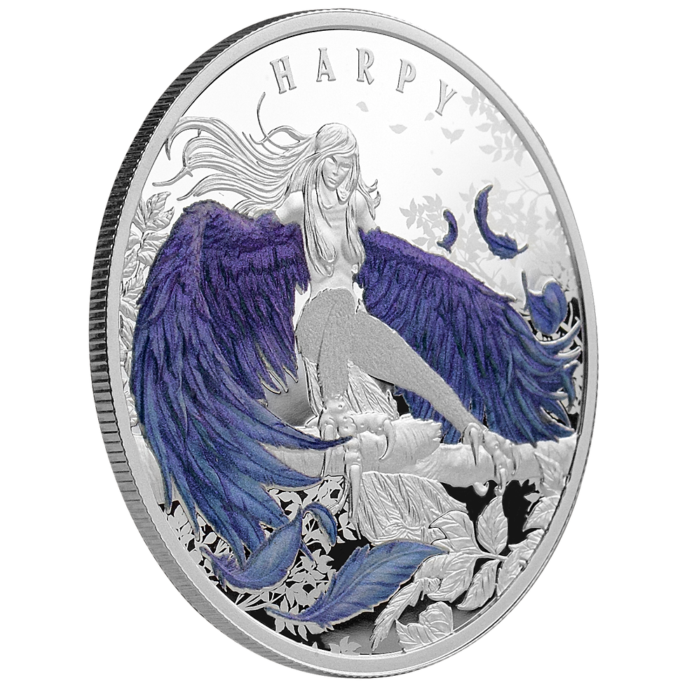 Thumbnail: Haunting Harpy 1 oz Silver Coin Holographic Enemal Color $1 Niue 2023