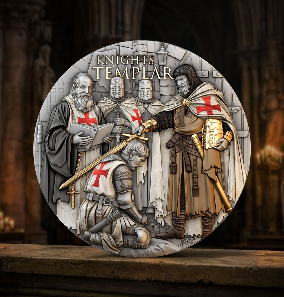 Miniature : Knights Templar - 2oz .999 High Relief Silver Coin - 5$ Niue 2026