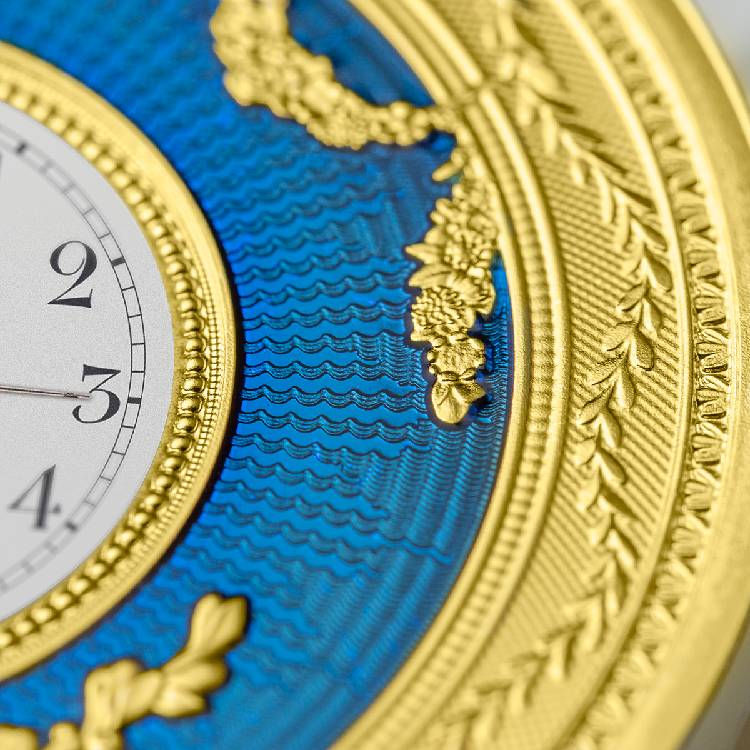 Thumbnail: 2022 Niue 1 oz Silver Proof Faberge Art Blue Table Clock