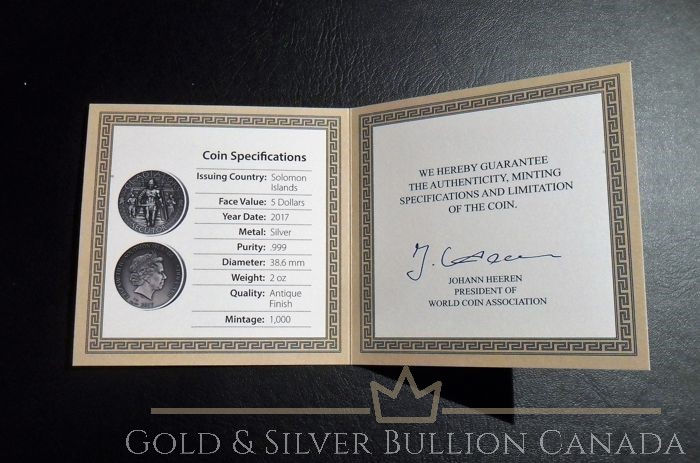 Miniatura: SECUTOR Chaser Gladiators 2 Oz Moneda Plata 5$ Solomon Islands 2017
