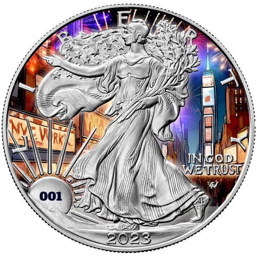 Thumbnail: 2023 U.S. Eagle New Year's Eve Edition 1 oz Silver Coin In Capsule