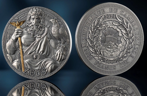 Zeus The Great Greek Mythology 3 oz Antique finish Silver Coin