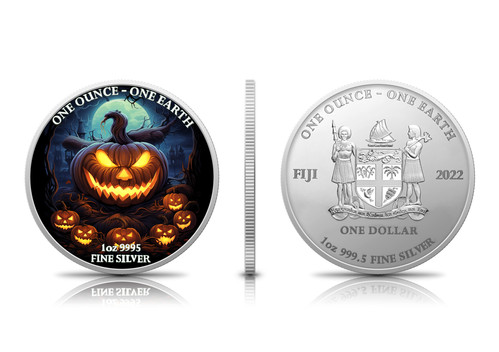 Halloween: Halloween Colorized - Earth 1 oz 999.5 Silver $1 Fiji