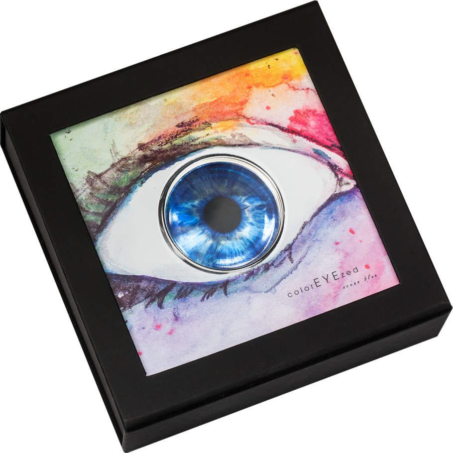 Miniatura: OCEAN BLUE Coloreyezed Eye 1 Oz Silver Coin 5$ Palau 2022
