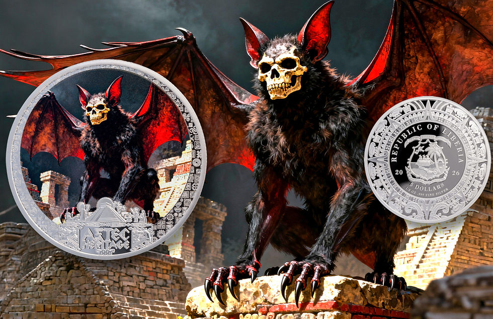 Thumbnail: Camazotz: Aztec Heritage series - 1/2oz .999 Silver Coin - 5$ Liberia 2026