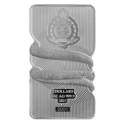 Miniatura: 2023 1oz Niue Nature’s Grip - Sunbeam Snake Silver Shaped Coin Bar Box of 25