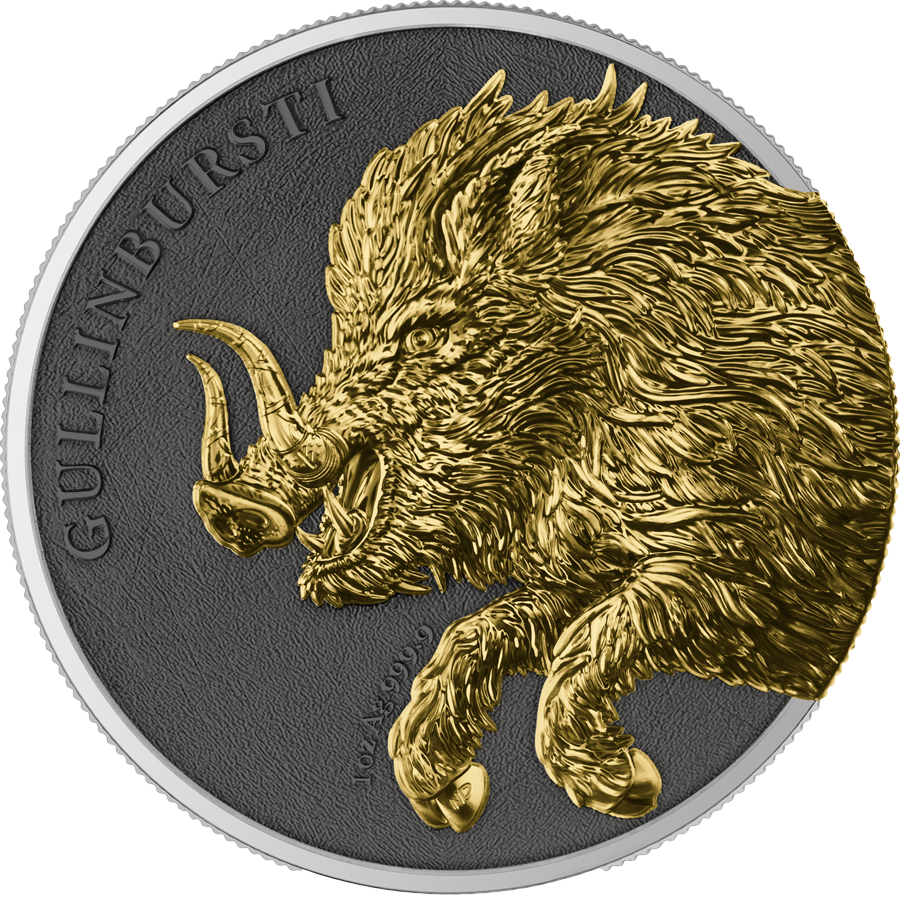Miniature : Germania Beasts: Gullinbursti Geminus 2 X 1oz Silver Gold and Black Edition 2025