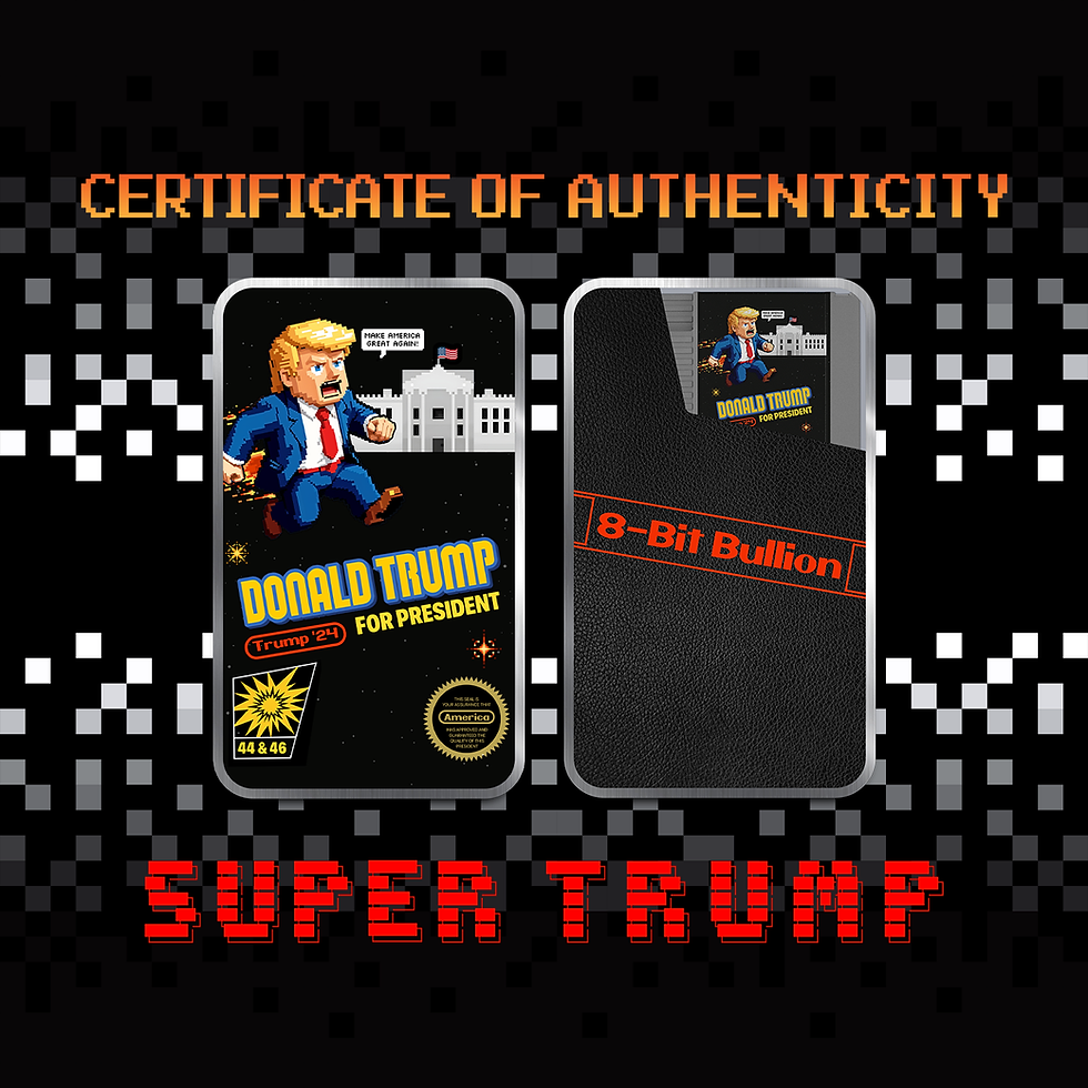 Miniaturbild: 8-Bit Bullion Donald Trump for President Colorized 1oz .999 Silver Art Bar 2024