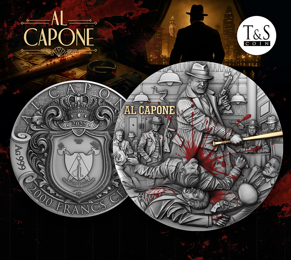 Miniatura: AL CAPONE: Empires of Crime series - 2oz .999 High Relief Silver $5 Niue 2025