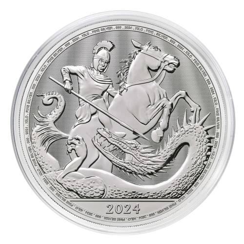 Miniatura: St George and the Dragon 1 KG .999 Silver Bullion 500 Pounds Great Britain 2024