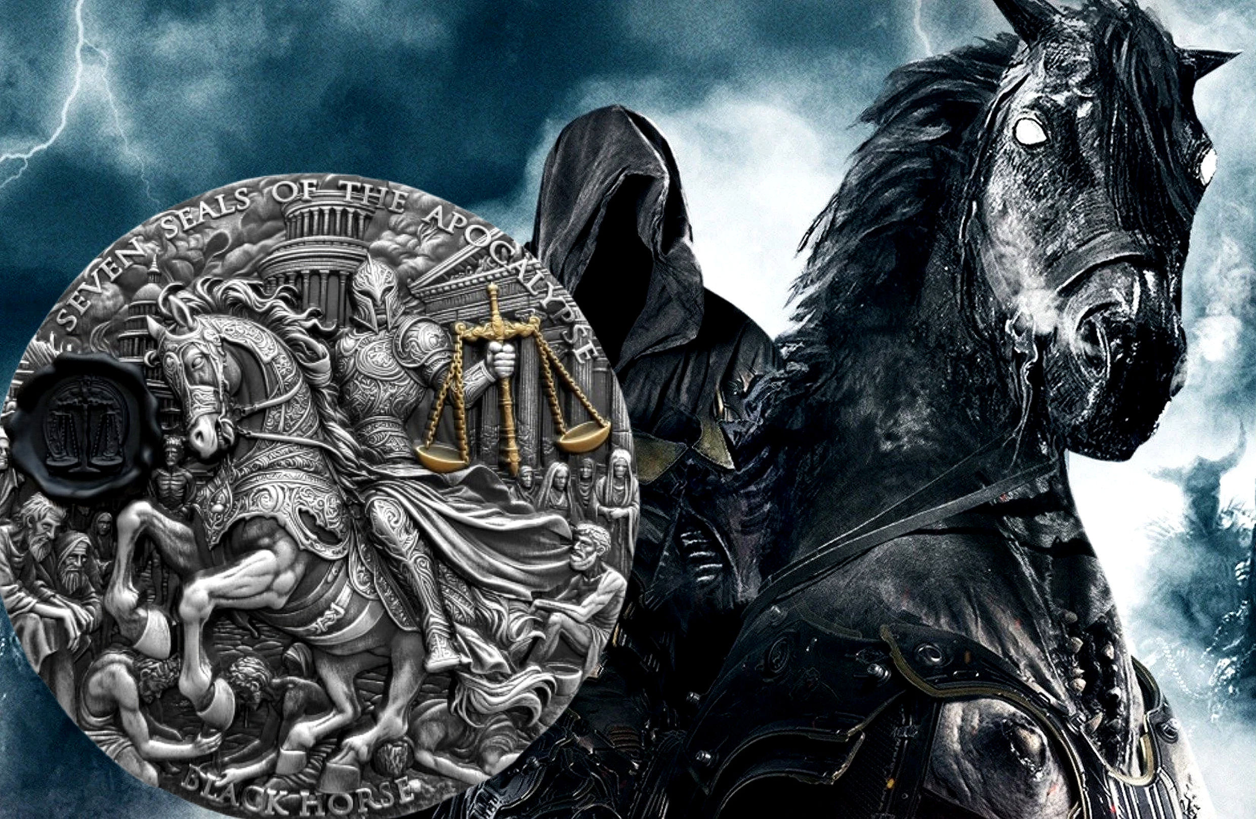 BLACK HORSE - Seven Seals of the Apocalypse - 3oz .999 Silver $7 Niue 2026