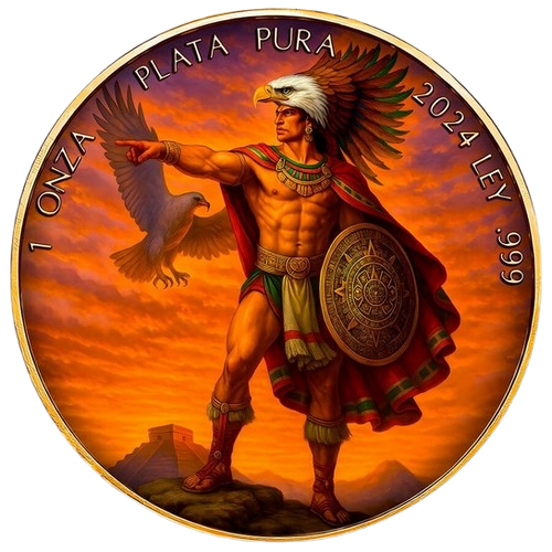 赤目天使　MechaLah#1 AztechGold 2024 1 oz Mexican Libertad Aztec Eagle Warrior 24k Gold Gilded