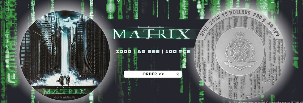 Miniatura: Matrix - 200g .999 High Relief Silver coin Glow in Dark - $15 Niue 2025