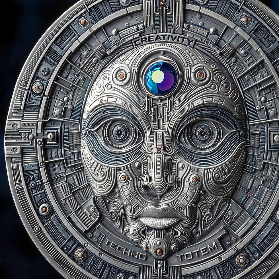 Miniatura: The Creator: Techno Totem 2 oz Proof .999 Silver Coin 1000 Satoshi UTC 2025