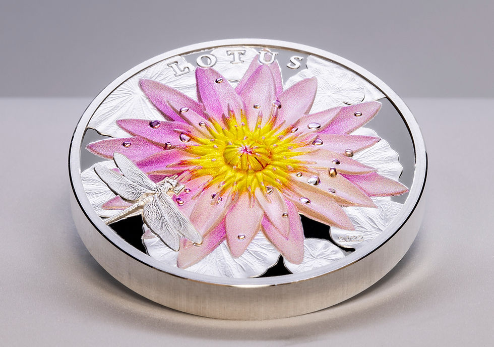 Miniatura: LOTUS Flowers 2 Oz Silver Coin 10$ Palau 2022