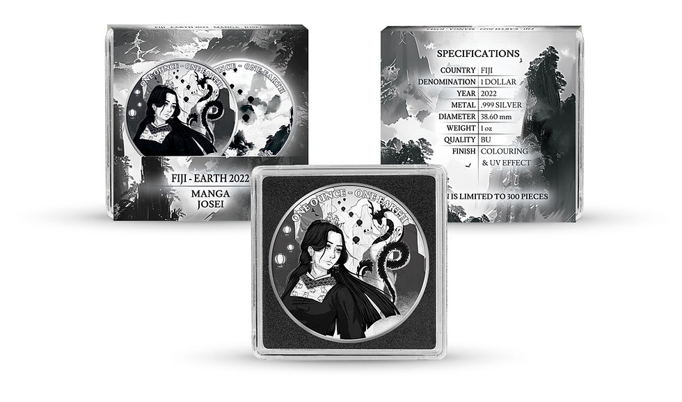 Miniatura: Josei Manga Colorized - 1oz 999.5 Silver Earth $1 Fiji 2022