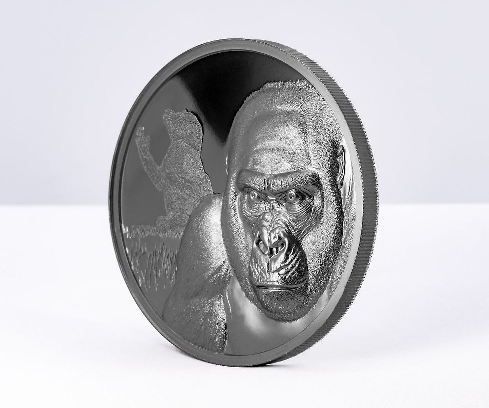Miniaturbild: Gorilla Growing Up 2 Oz Silver Coin 1000 Togrog Mongolia 2024