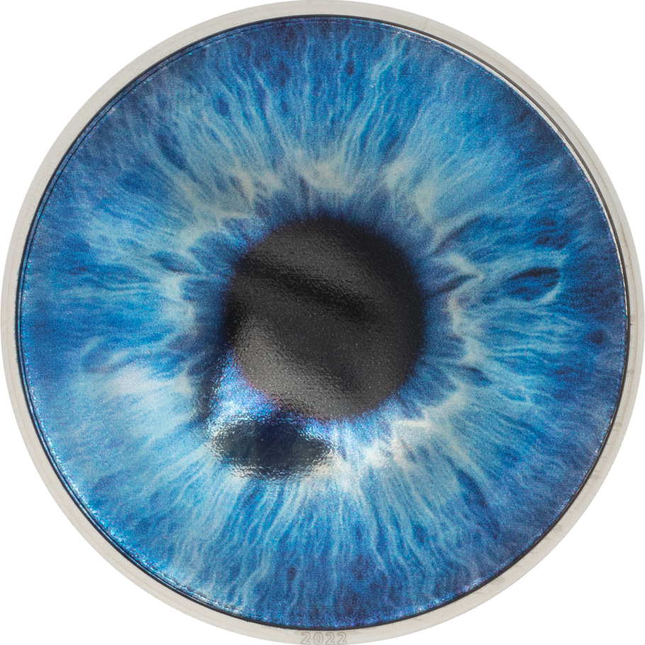 Miniatura: OCEAN BLUE Coloreyezed Eye 1 Oz Silver Coin 5$ Palau 2022