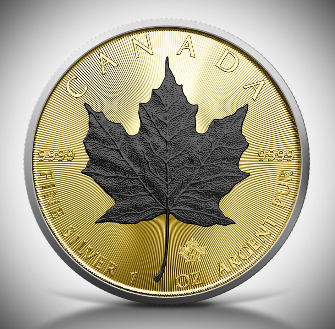 Maple Leaf - Black Platinum & Gold and Silver - 1oz .999 Silver 5$ Canada 2025