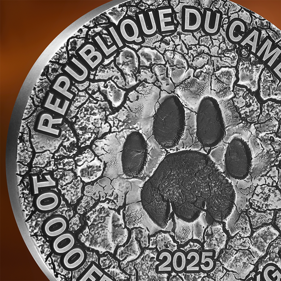 Miniatura: The Grand Hunting Circle of Life 1Kg Kilo Antique finish SilverCameroon 2025
