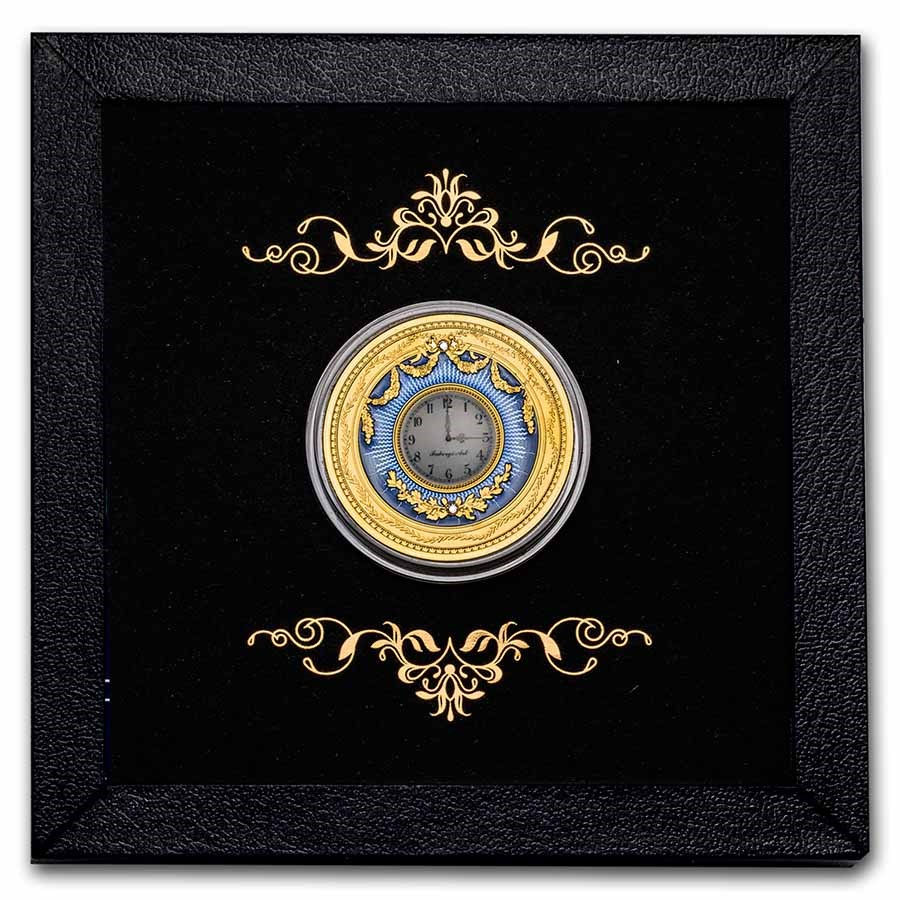 Thumbnail: 2022 Niue 1 oz Silver Proof Faberge Art Blue Table Clock