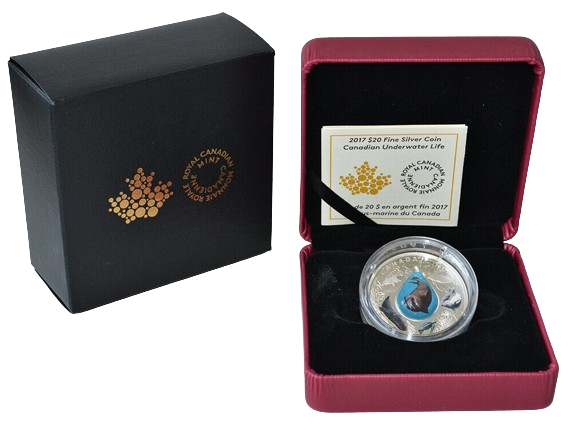 Miniatura: CANADA $20 2017 Silver 1 oz Proof Canadian Underwater Life in 3D "water" droplet