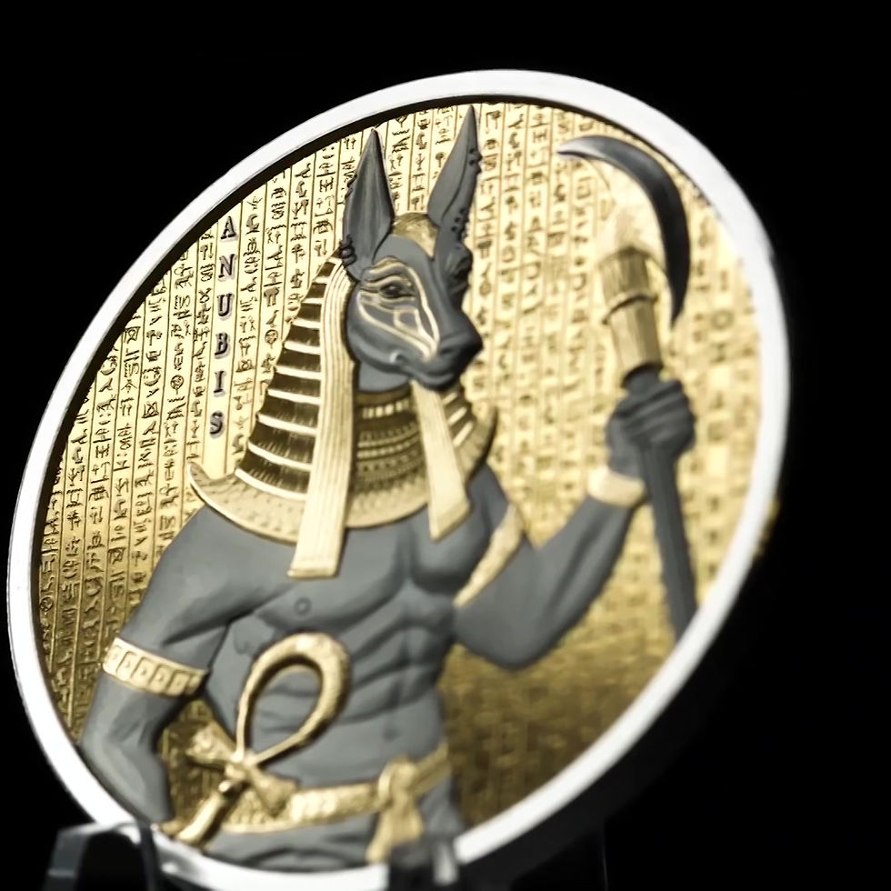 Miniature : ANUBIS Golden Darkness of Egypt 1 Oz Silver Coin 1000 Francs Benin 2024