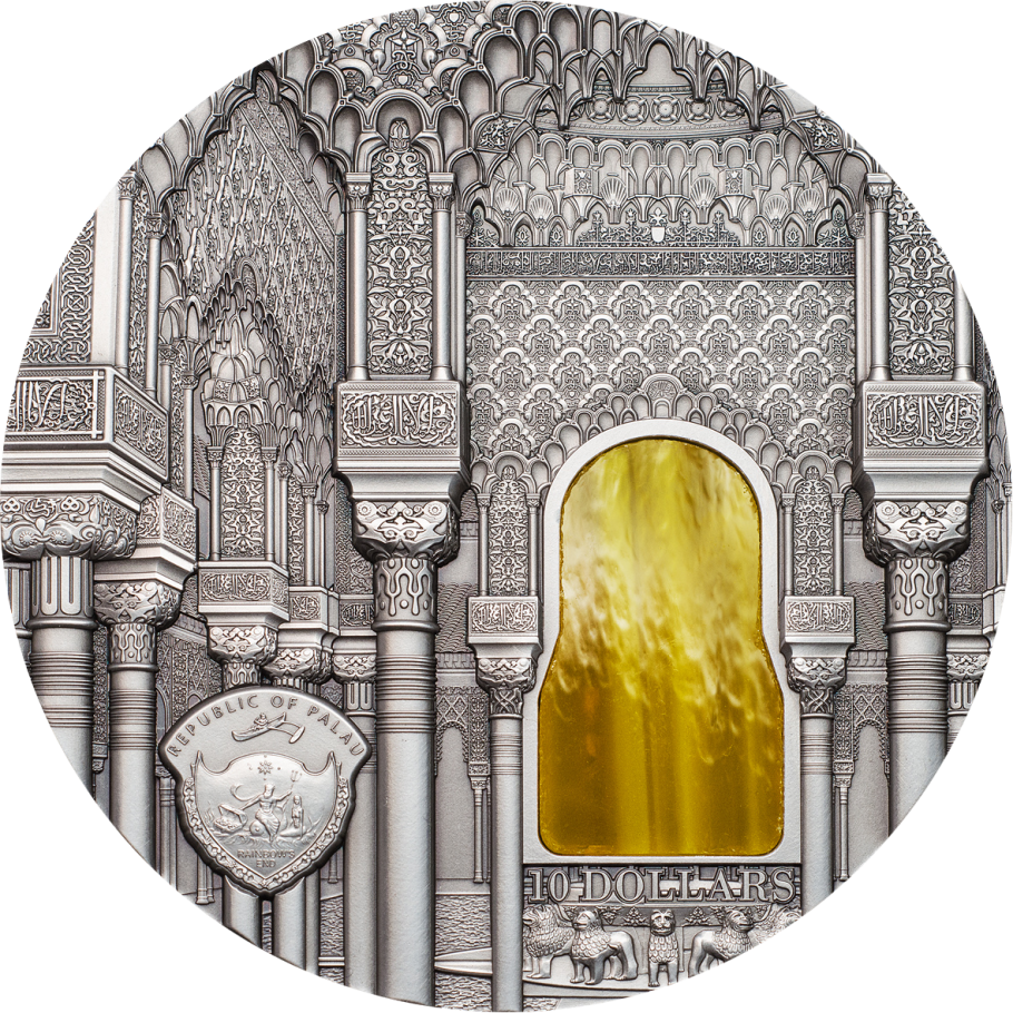 Thumbnail: TIFFANY ART NASRID STYLE Alhambra Granada 2 Oz Silver Coin 10$ Palau 2015