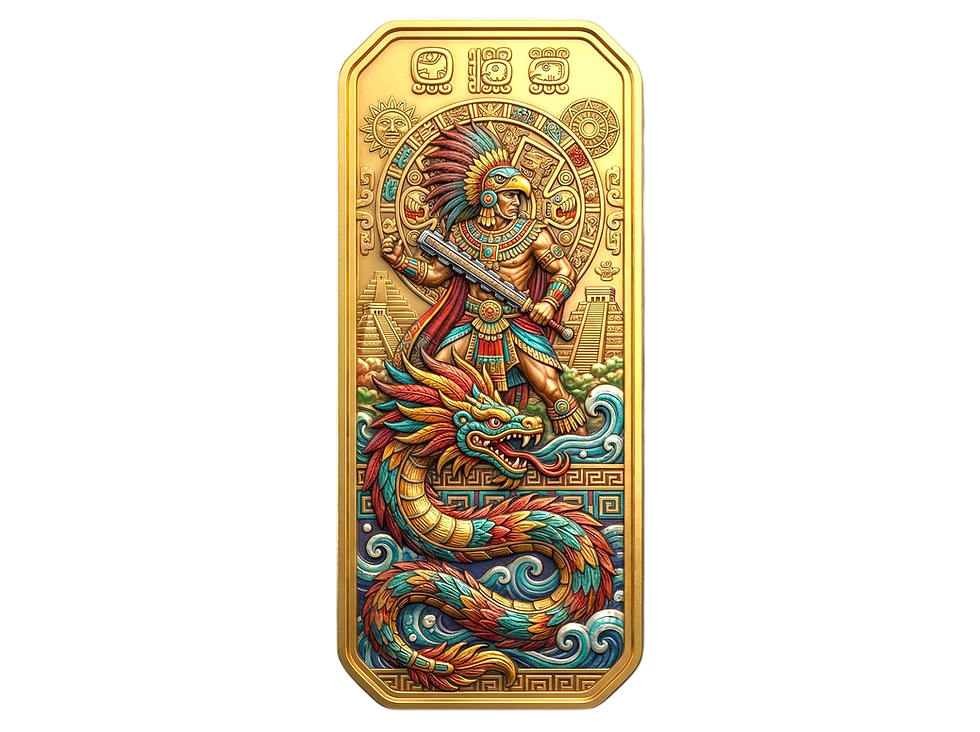 Miniature : ANCIENT LEGACIES: Aztec - 5oz .999 24kt Gold Glided Colorized Copper Bullion
