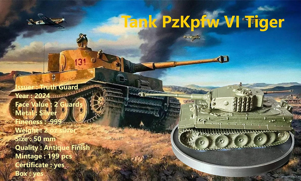 Miniatura: Tank PzKpfw VI Tiger - 2oz .999 Silver Coin Truth Guard 2024