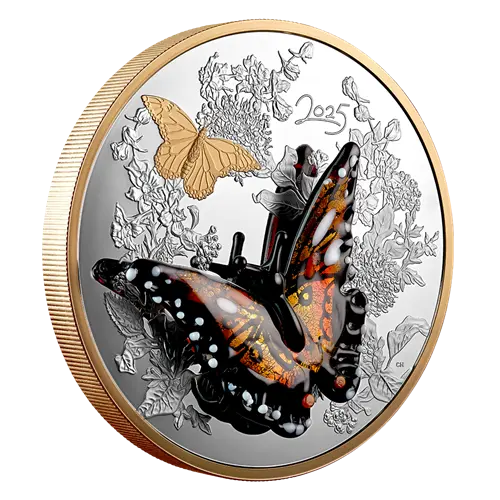Miniaturbild: Murano Monarch Butterfly Half Kilo 999.9 Fine Silver Coin Canada 2025