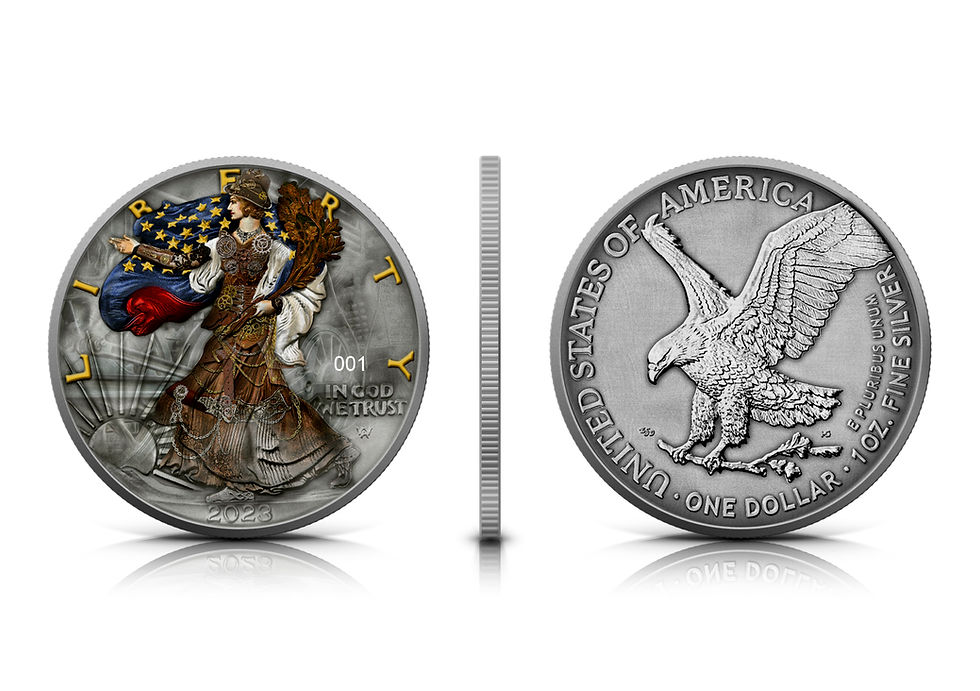 Miniatura: Steam Punk 1oz .999 Silver $1 American Eagle Colorized 2023