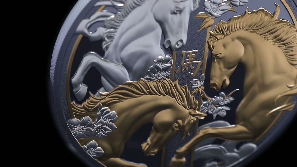 Thumbnail: Lunar Year of the Horse Black Proof - 5oz .999 Silver Coin - 10$ Niue 2026