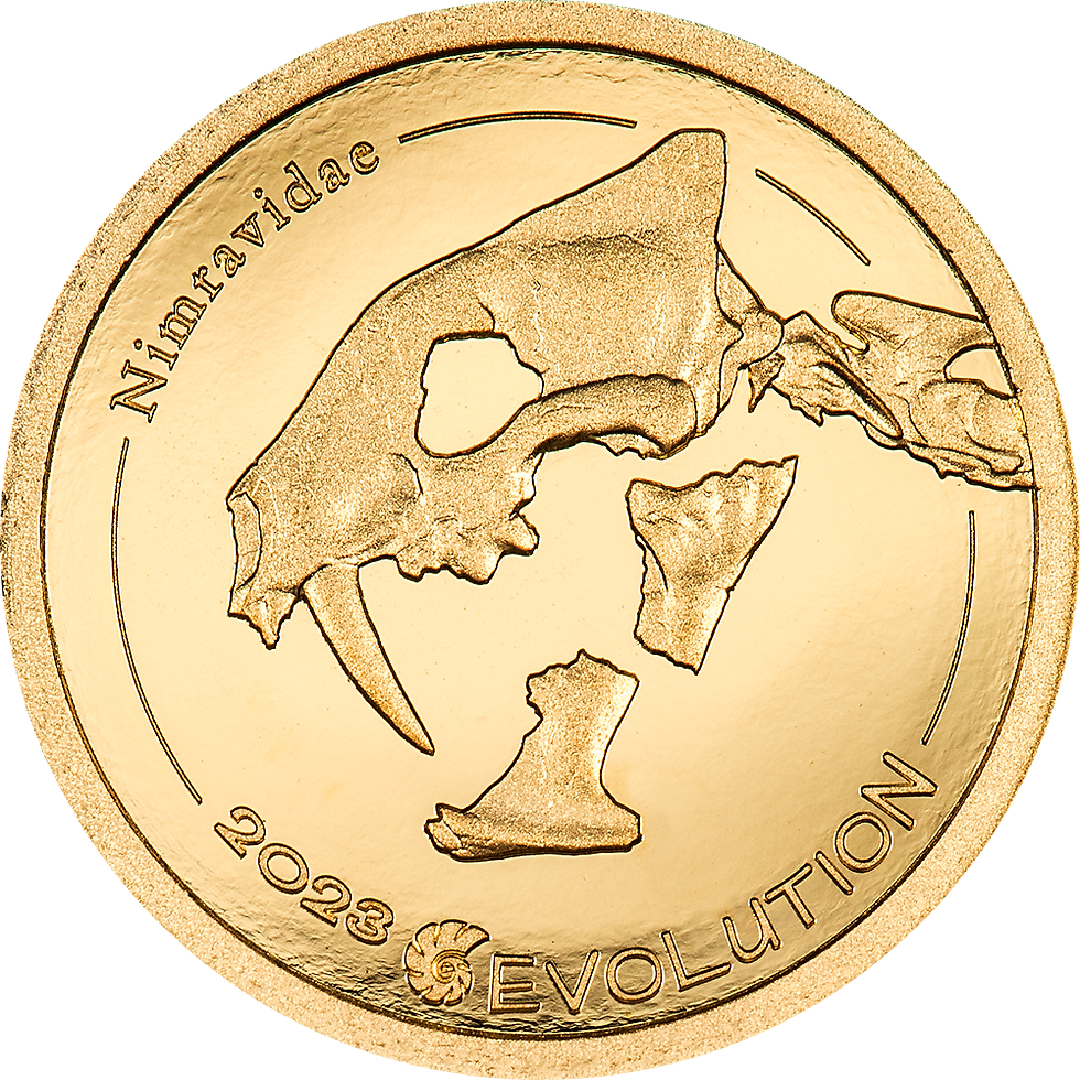 Miniatura: GOLDEN NIMRAVIDAE Evolution of Life Gold Coin 1000 Togrog Mongolia 2023