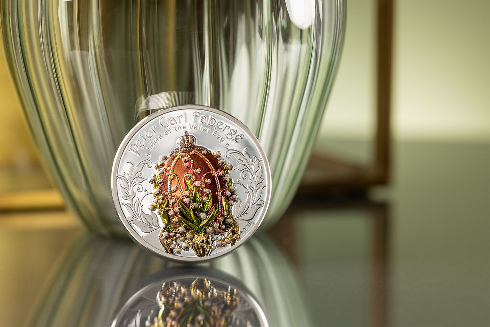 Miniatura: LILIES OF THE VALLY Egg Faberge Egg 2 Oz Silver 1000 Togrog Mongolia 2024